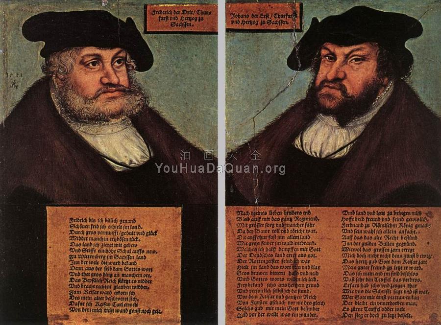 Portraits of Johann I and Frederick III the wise - 卢卡斯·伊尔·韦基奥·克拉纳赫